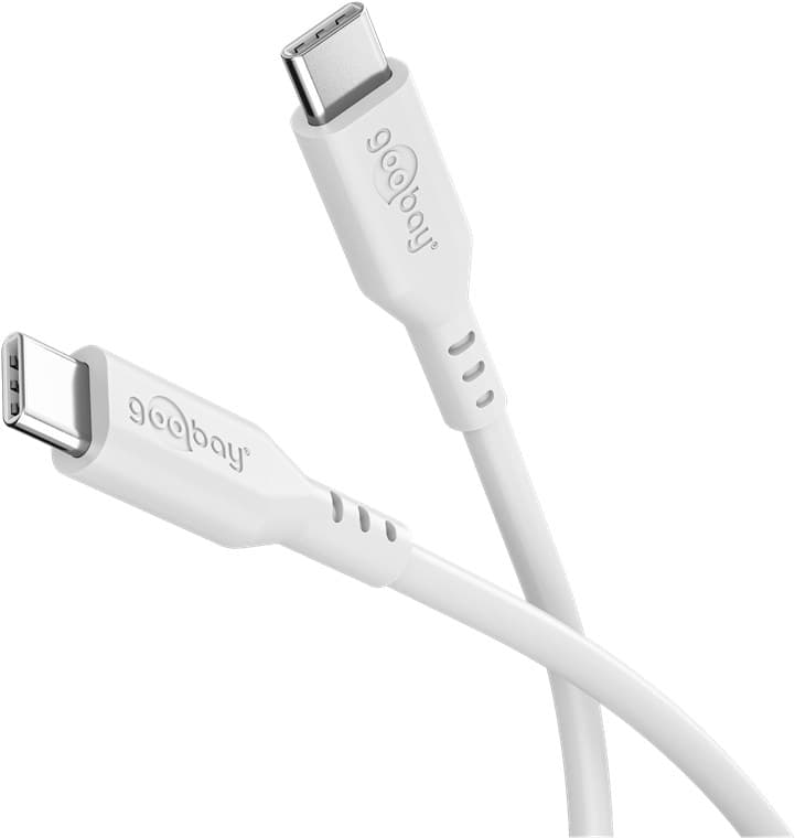 Câble de charge USB-C en silicone, pour appareils USB-C, charge rapide, protection anti-pliage, longueur 1,5 mètre, blanc