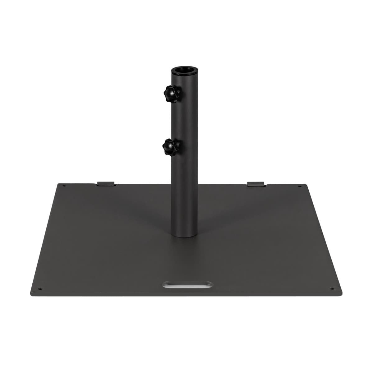 CostwayBase de parasol 22,5 kg Support de Parasol Carré Extérieur 60 cm avec Adaptateurs 4cm/5cm 2 Boutons de Serrage 2 Roues Intégrées Noir