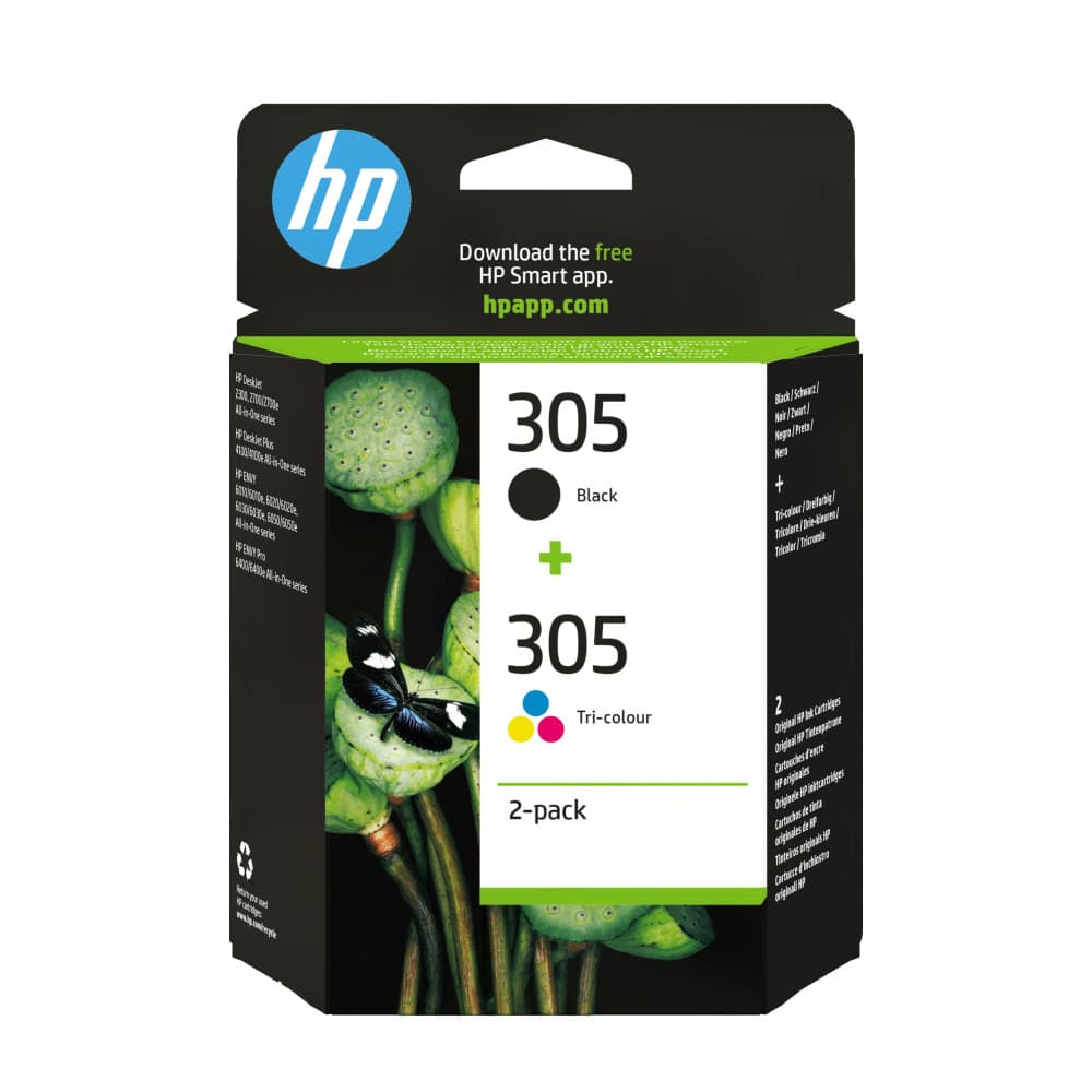 Pack de 2 cartouches d'encre HP 305 Noir et couleurs