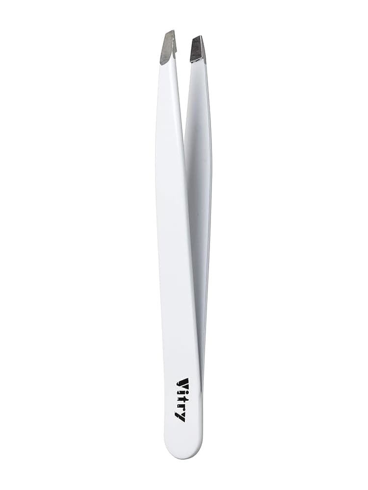 Vitry Pince à Épiler Professionnelle Mors Biais Inox 9 cm - Couleur : Blanc