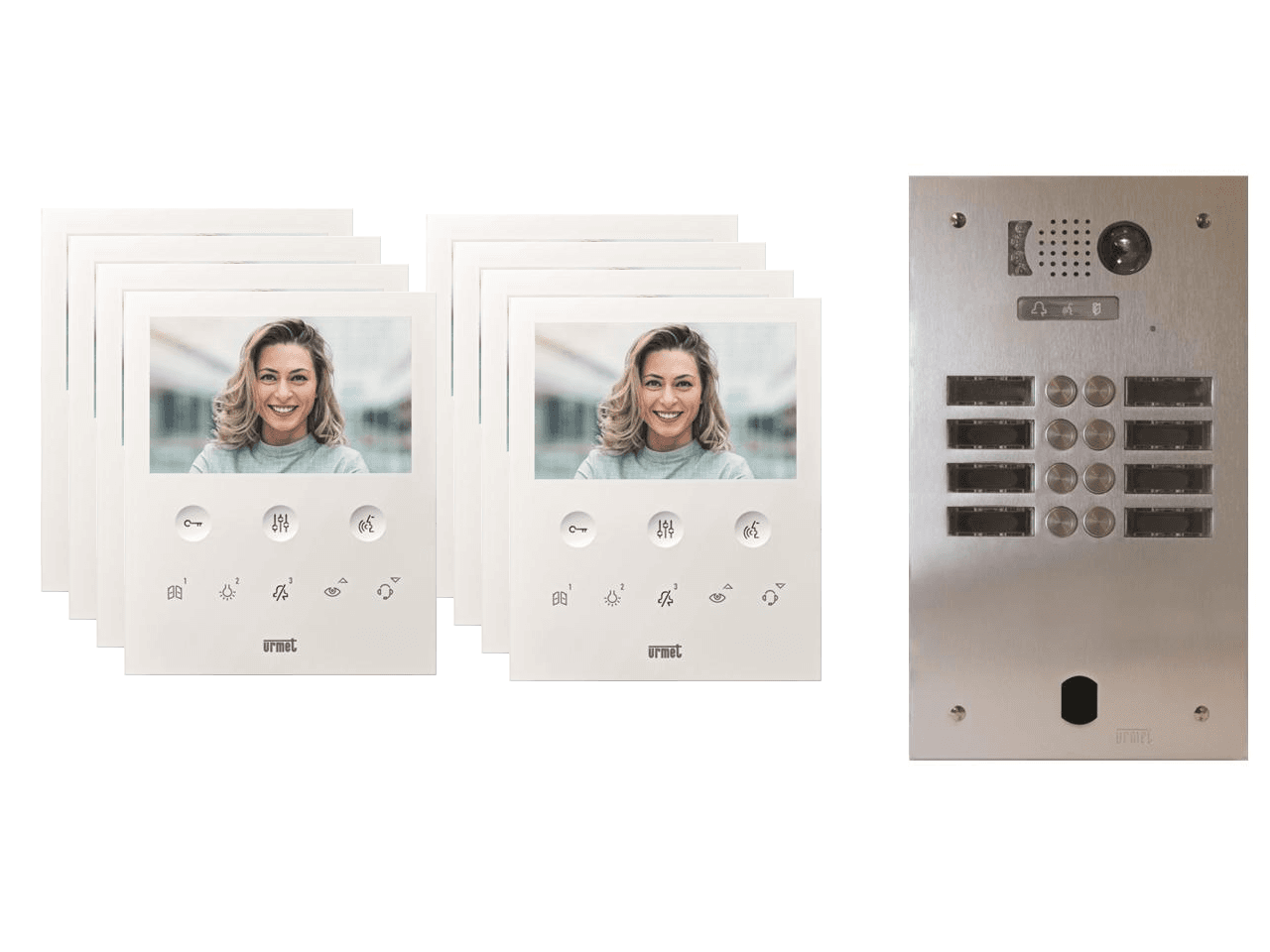 Kit visiophone 2 rangées avec 8 écrans URMET Collectif