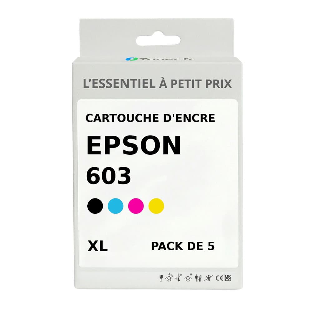 Pack de 5 cartouches d'encre compatibles Epson 603 XL Noir et couleurs
